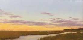 "Marsh Glow" by Margaret Babbitt - Coastal Sunset Acrylic Painting