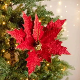 Red & Gold Poinsettia Decoration - 33cm