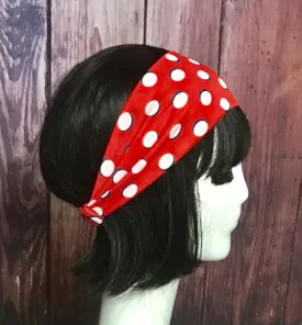 Red Polka Dot Knit Headband