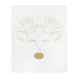 REINDEER (ASL) Throw Blanket - White/Gold