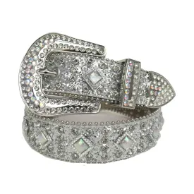 Rhinestone Diamond Belt With Grey Glitter Strap