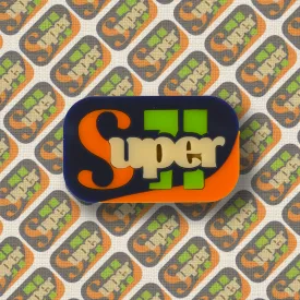 SUPER71 Acrylic & Wood Brooch