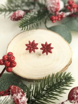 The Mini Poinsettia | Stud Earrings | Earrings | Polymer Clay Earrings | Christmas